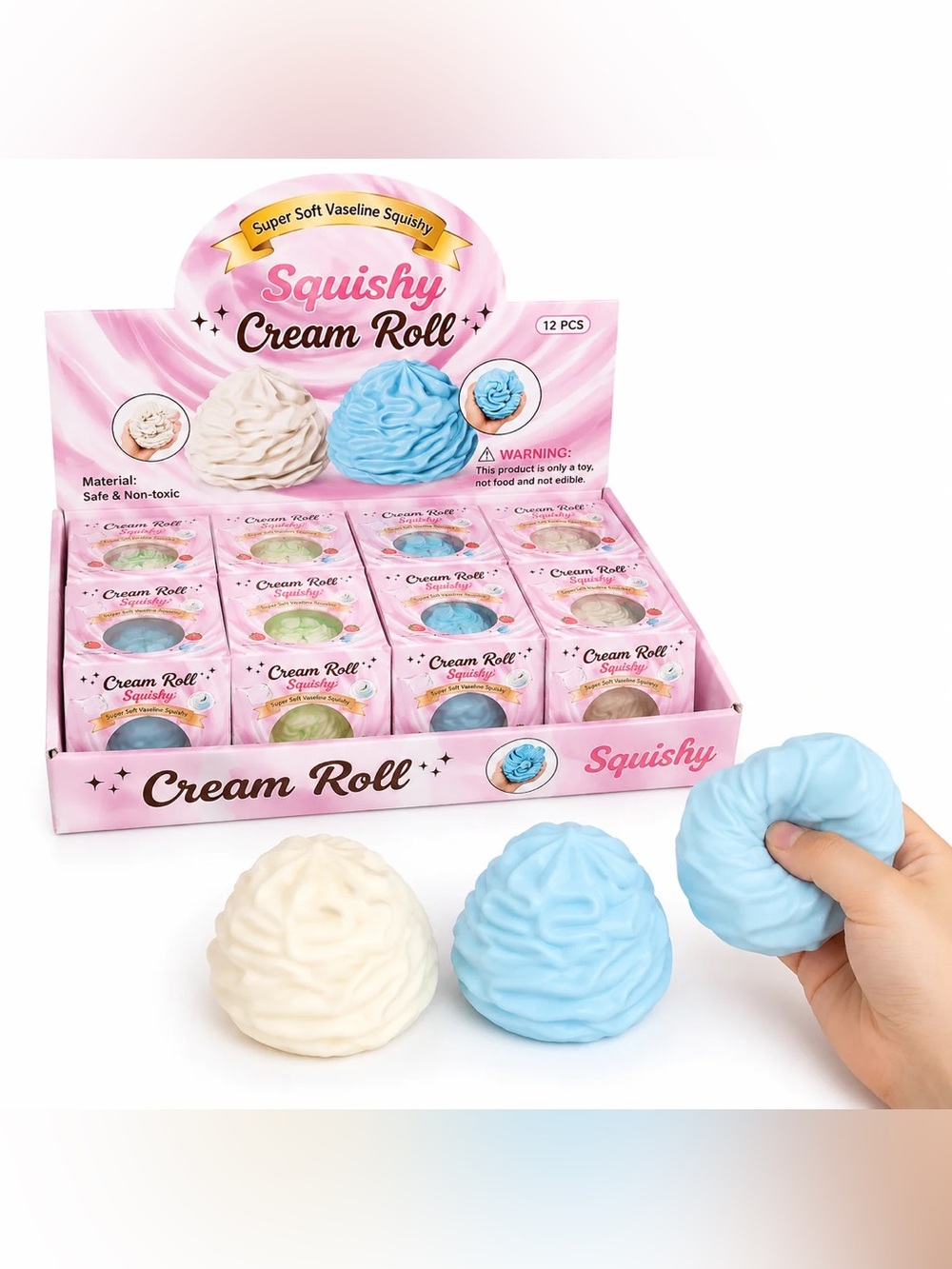 Cream Roll Stress Relief Toy - Blue or Cream